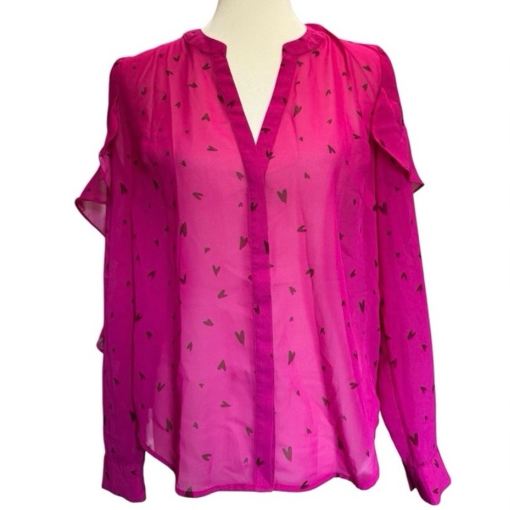 Bar III Fuchsia Ruffle Sleeve Blouse - Picture 4 of 5